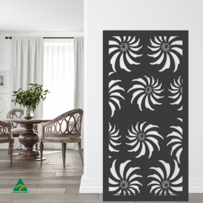 Staged Image | Spiral Privacy Screen | Night Sky (Black) Matt