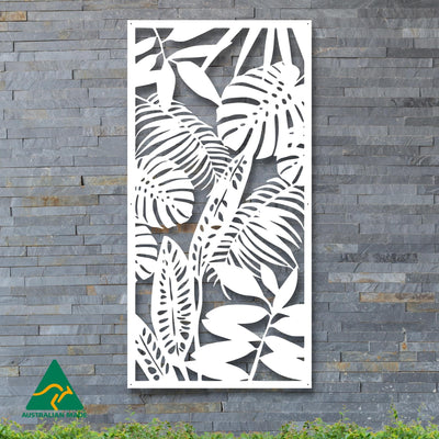 Rainforest Leaves Privacy Screen | White Finish | 75 x 150cm | 90 x 180cm
