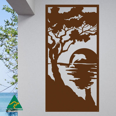 Sunset Serenity Privacy Screen | Rust Finish | 75 x 150cm | 90 x 180cm