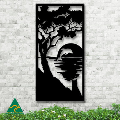 Sunset Serenity Privacy Screen | Black Finish | 60 x 120cm