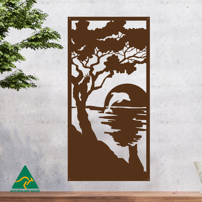 Sunset Serenity Privacy Screen | Rust Finish | 60 x 120cm