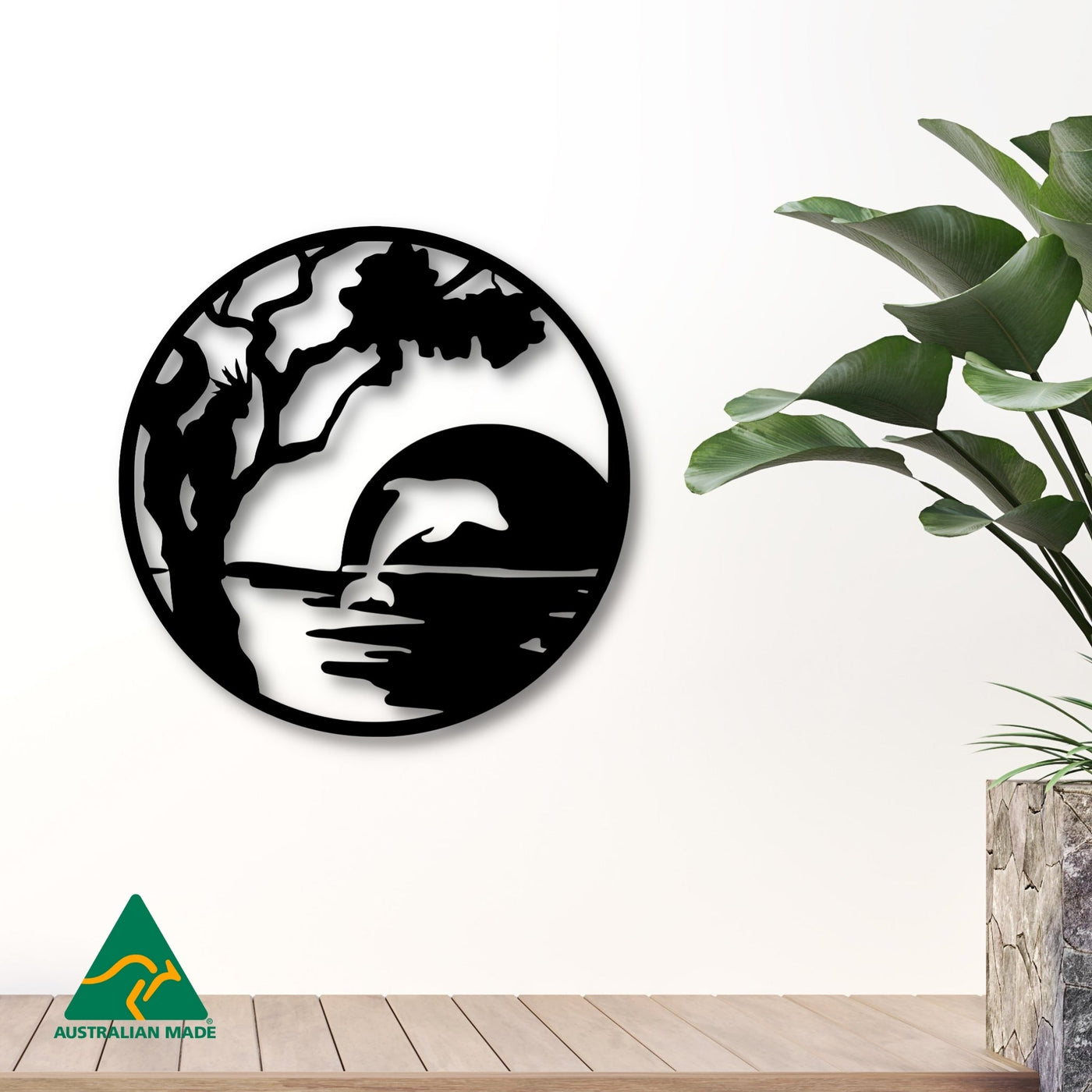 Sunset Serenity Round Metal Wall Art | Black Finish