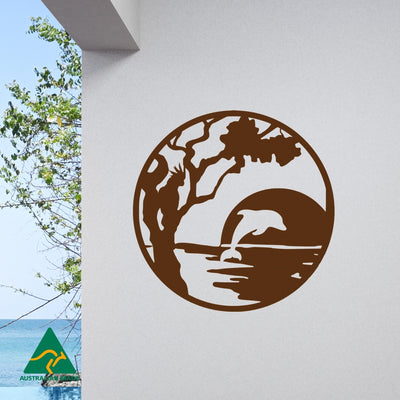 Sunset Serenity Round Metal Wall Art | Rust Finish