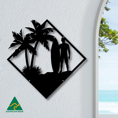 Surf Time Metal Wall Art | Black Finish