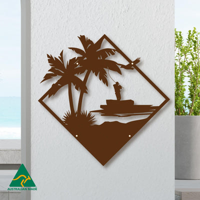 The Big Catch Metal Wall Art | Rust Finish