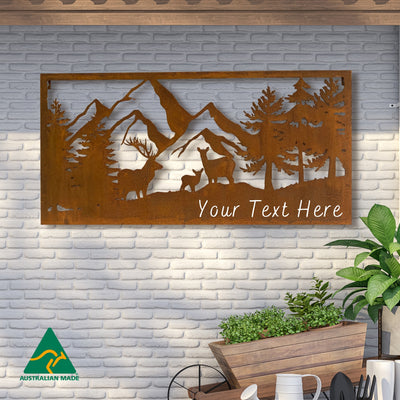 The Great Alpine Metal Wall Art | Personalised Text | Rust Finish | Royal Gardens by Chateau de Glass