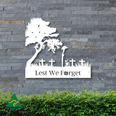 The Hat of an Anzac Metal Wall Art | White Finish