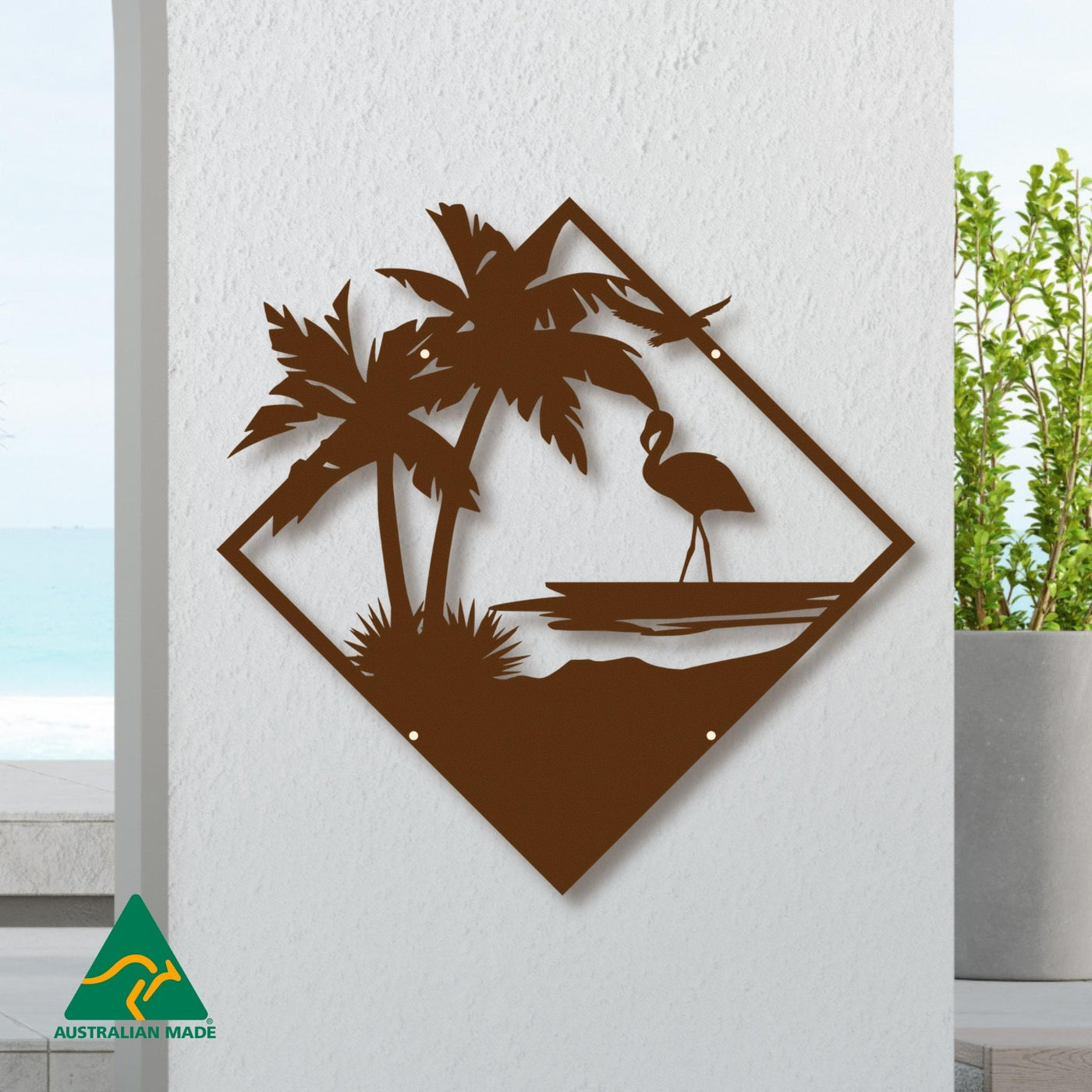 The Lone Flamingo Metal Wall Art | Rust Finish