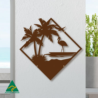 The Lone Flamingo Metal Wall Art | Rust Finish
