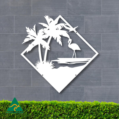 The Lone Flamingo Metal Wall Art | White Finish