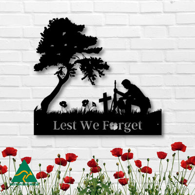 The Resting Anzac Metal Wall Art | Black Finish