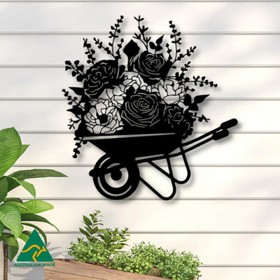 The Wheelbarrow Metal Wall Art | Black Finish