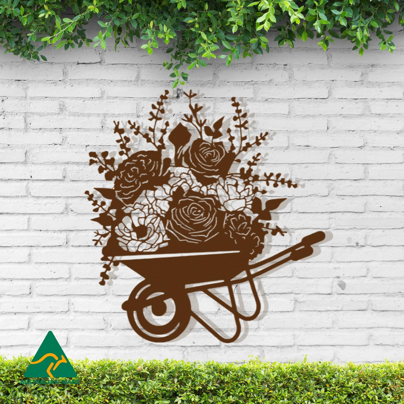 The Wheelbarrow Metal Wall Art | Rust Finish