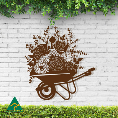 The Wheelbarrow Metal Wall Art | Rust Finish