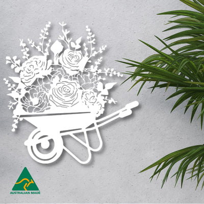 The Wheelbarrow Metal Wall Art | White Finish
