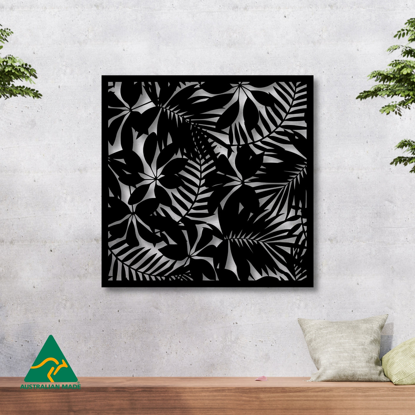 Tropical Landscape Metal Wall Art | Black Finish