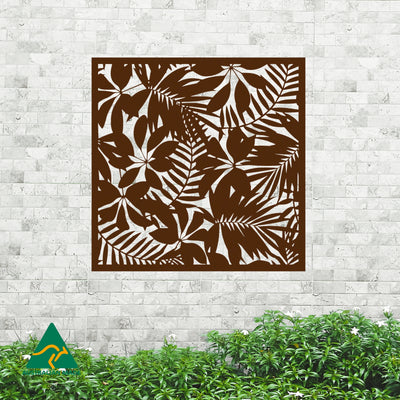 Tropical Landscape Metal Wall Art | Rust Finish