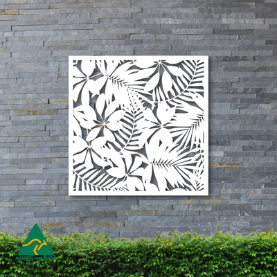 Tropical Landscape Metal Wall Art | White Finish
