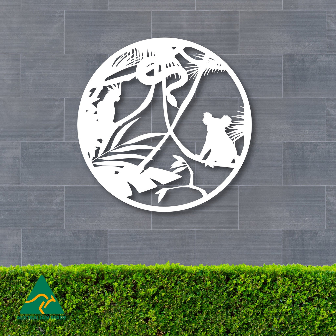 Tropical Wildlife Round Metal Wall Art | White Finish