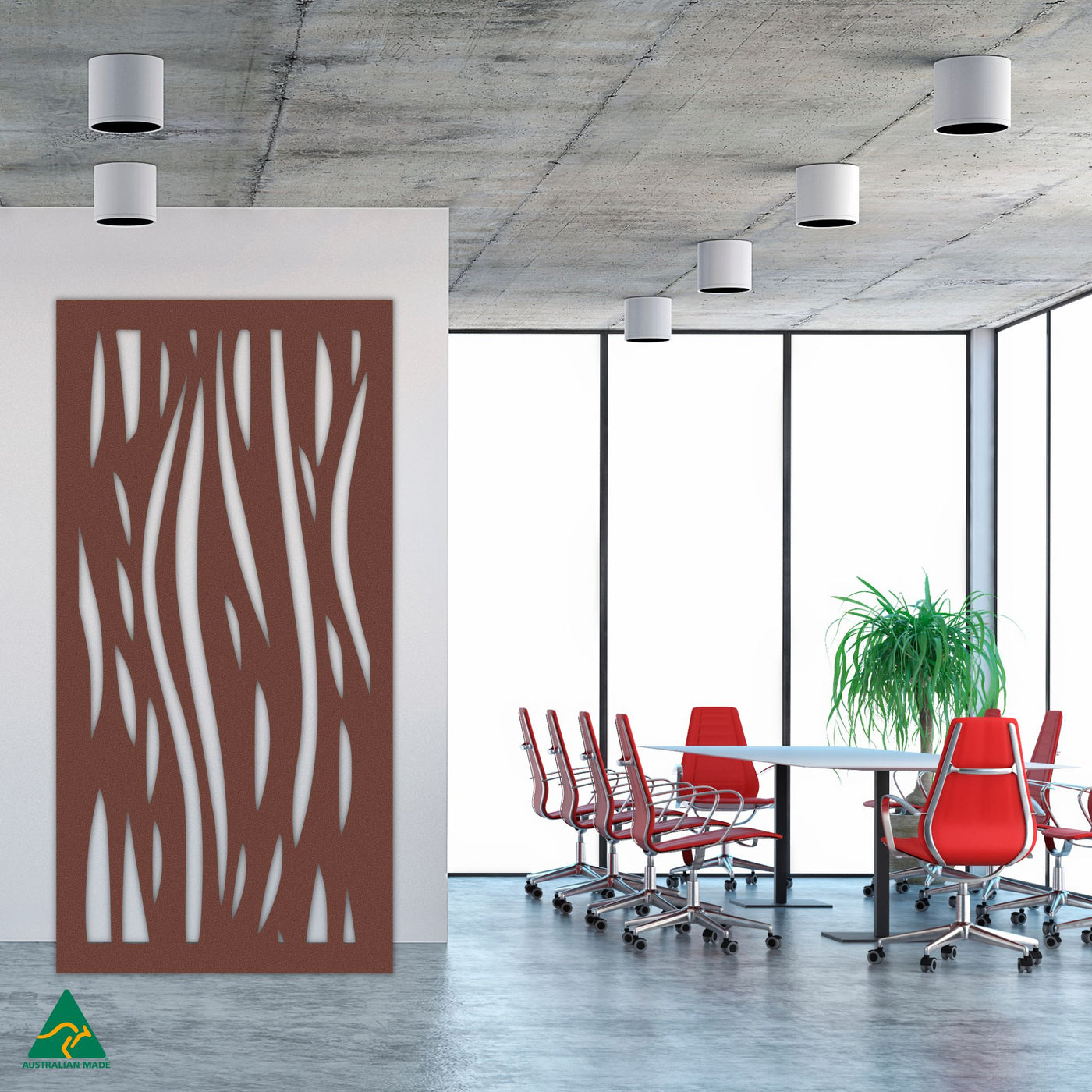 Staged Image | Waves Privacy Screen | Rust Patina