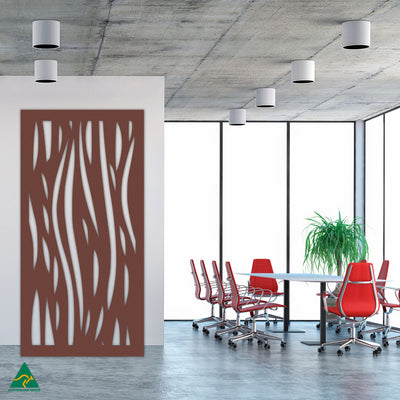 Staged Image | Waves Privacy Screen | Rust Patina