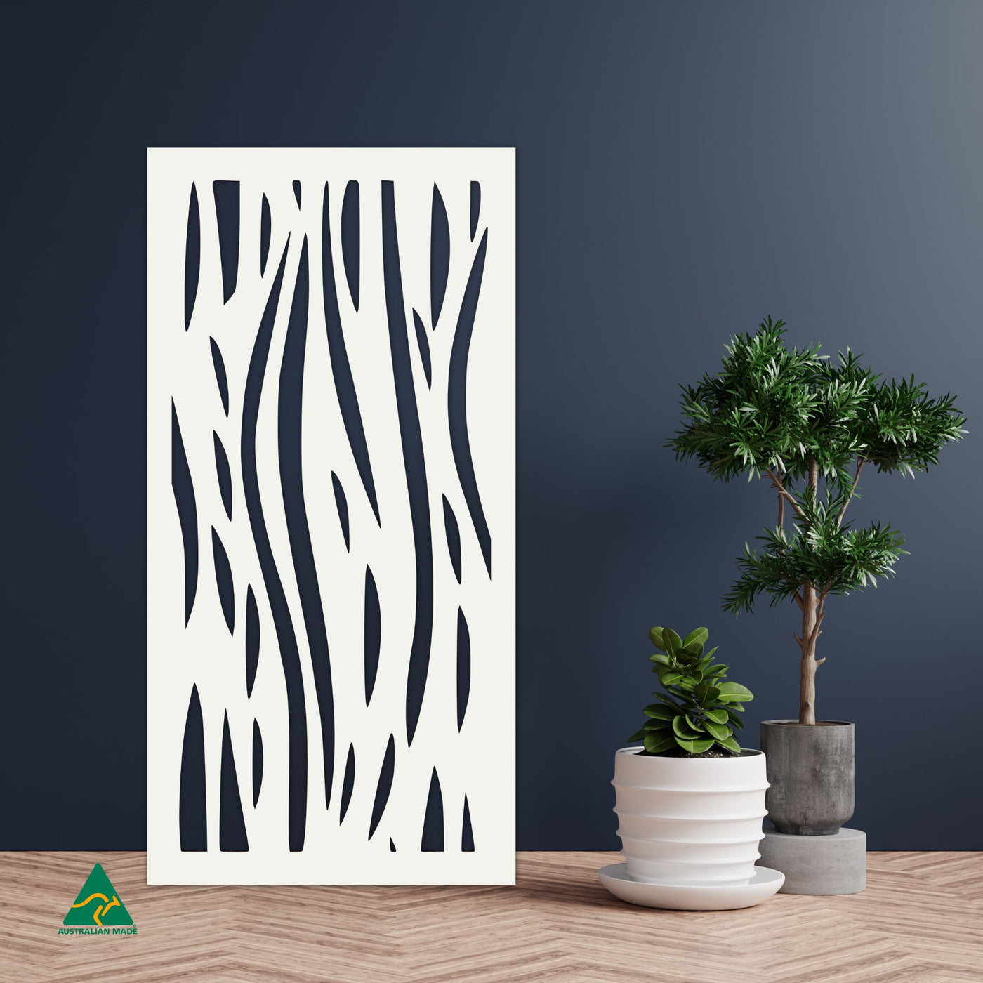Staged Image | Waves Privacy Screen | White Matt