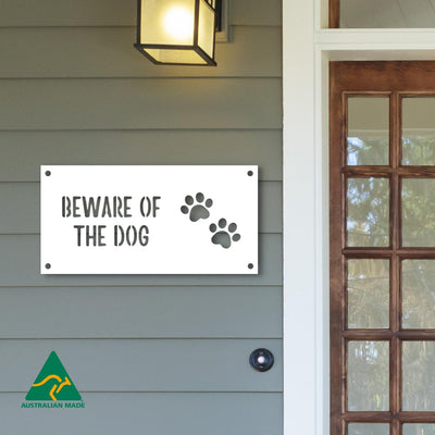 Charlie Beware of the Dog Wall Sign | White Finish