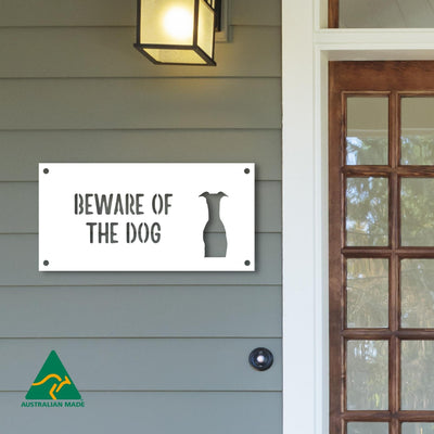 Henry Beware of the Dog Wall Sign | White Finish