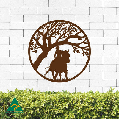 Trail Ride Round Metal Wall Art | Rust Finish