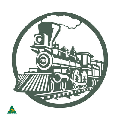 Steam Train Metal Wall Art | Cottage Green Satin