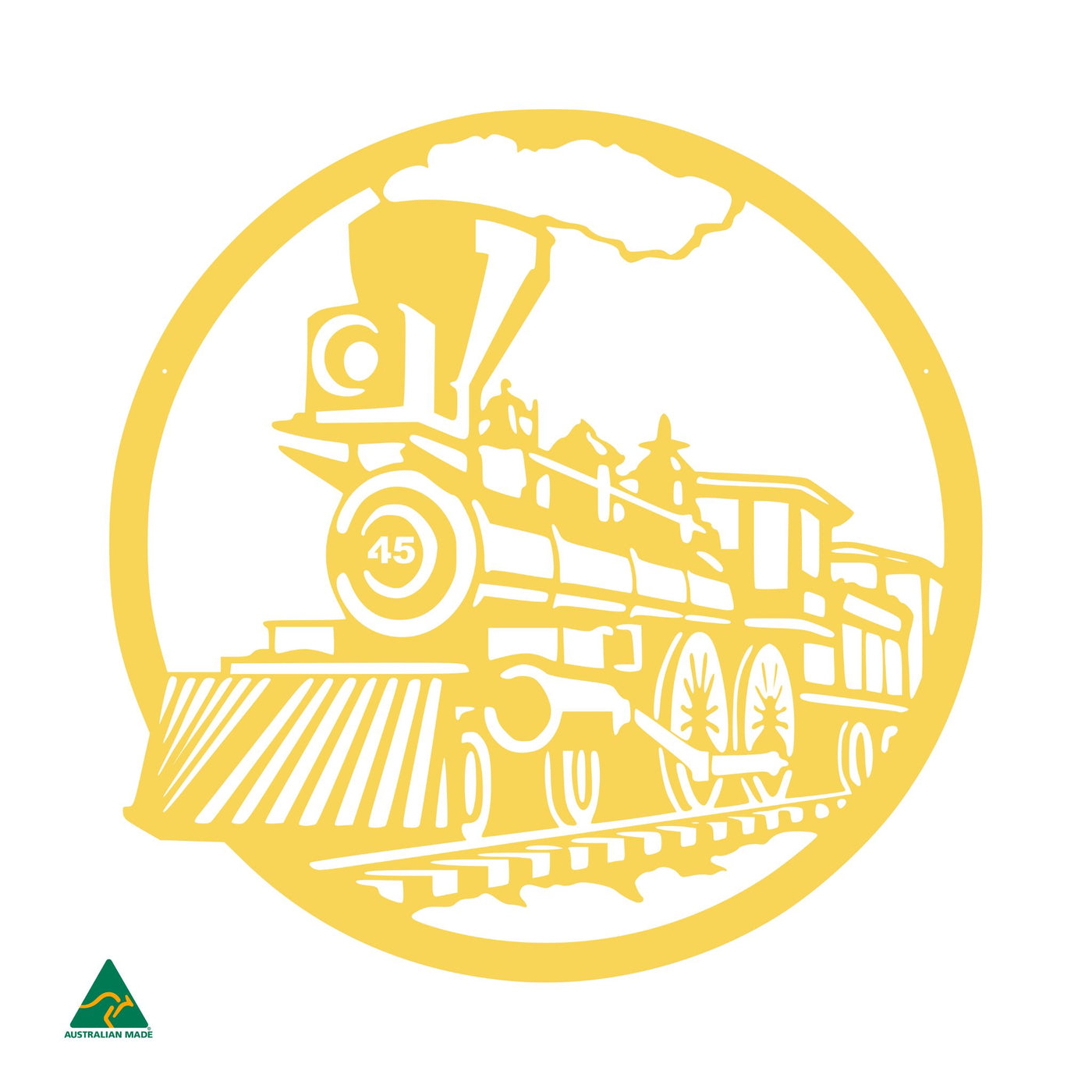 Steam Train Metal Wall Art | Lemon Yellow Gloss