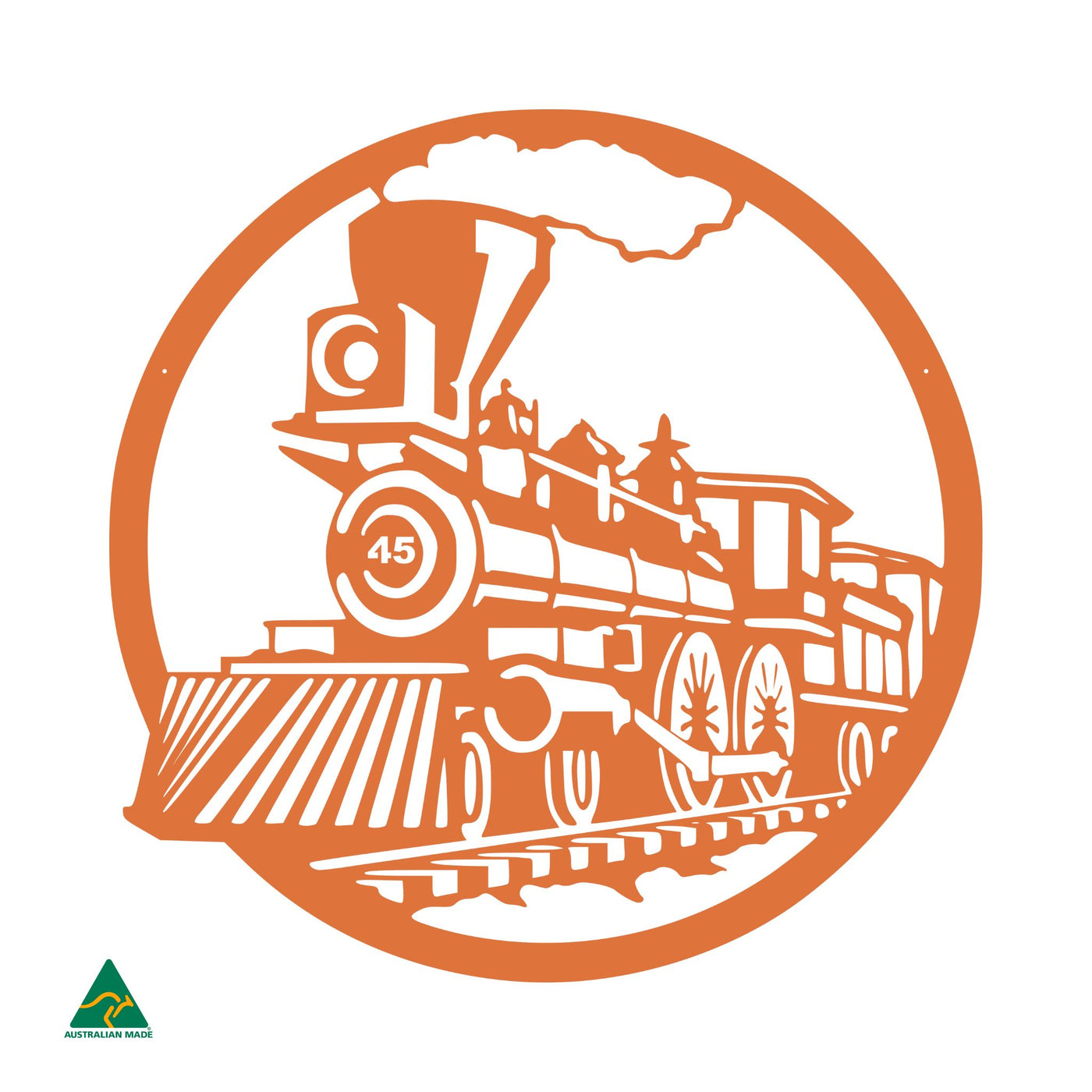 Steam Train Metal Wall Art | Orange X15 Gloss