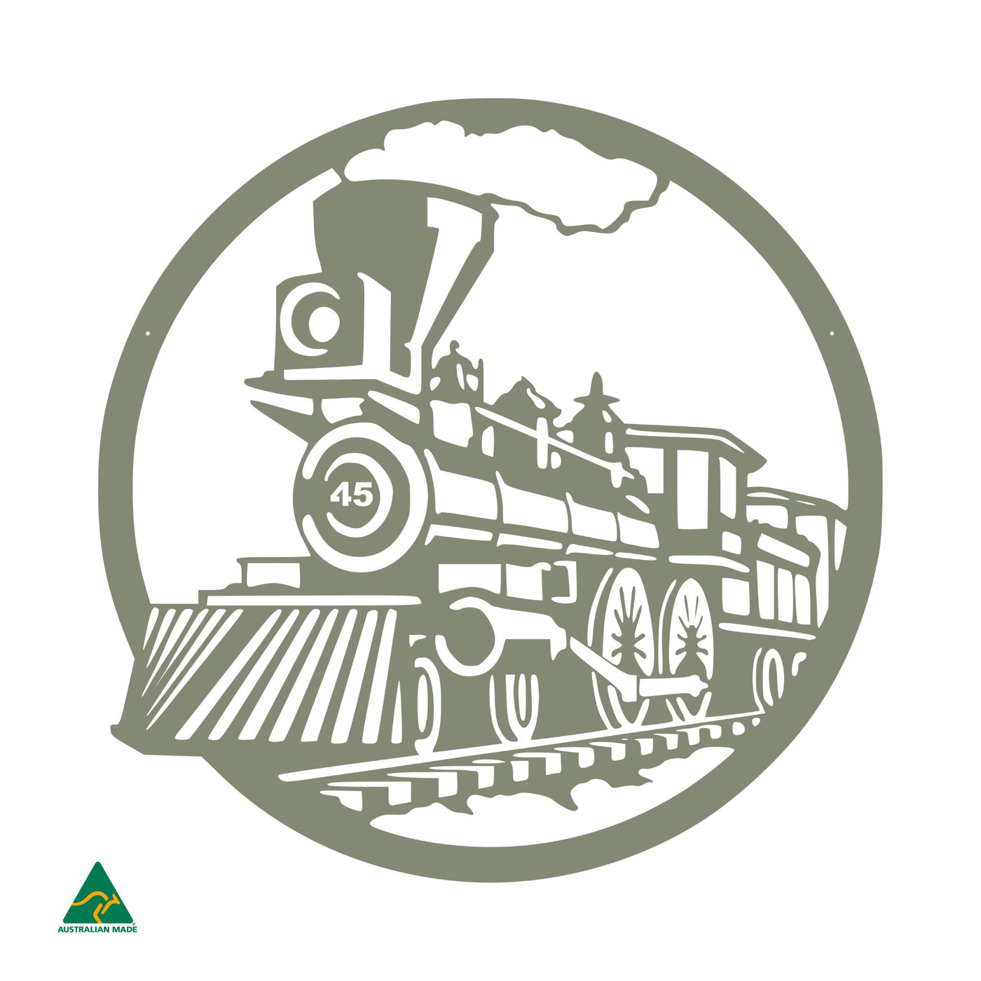 Steam Train Metal Wall Art | Pale Eucalypt Matt