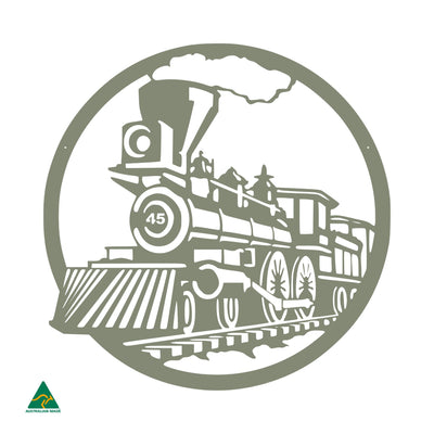 Steam Train Metal Wall Art | Pale Eucalypt Matt