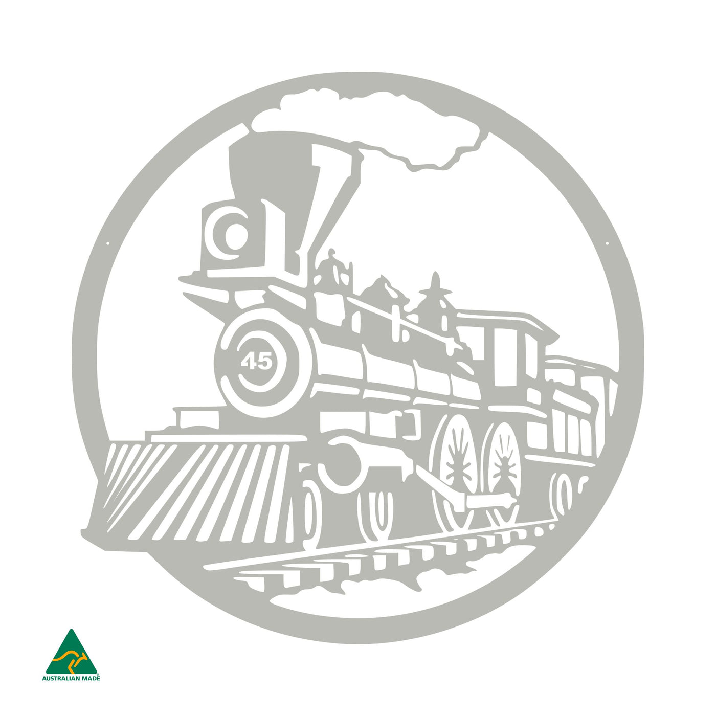 Steam Train Metal Wall Art | Shale Grey Matt