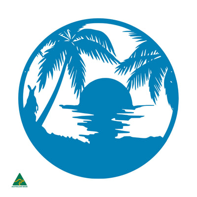 Sunset Beach Round Metal Wall Art | Blaze Blue Gloss