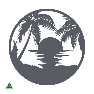 Sunset Beach Round Metal Wall Art | Ironstone Matt