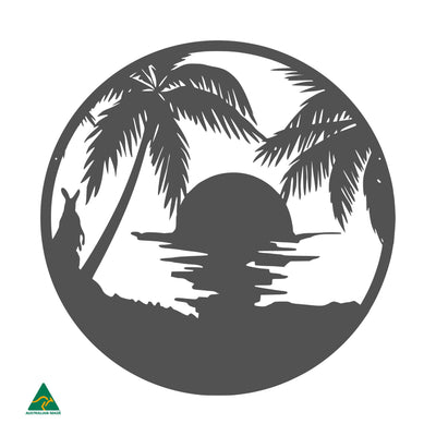 Sunset Beach Round Metal Wall Art | Monument Matt