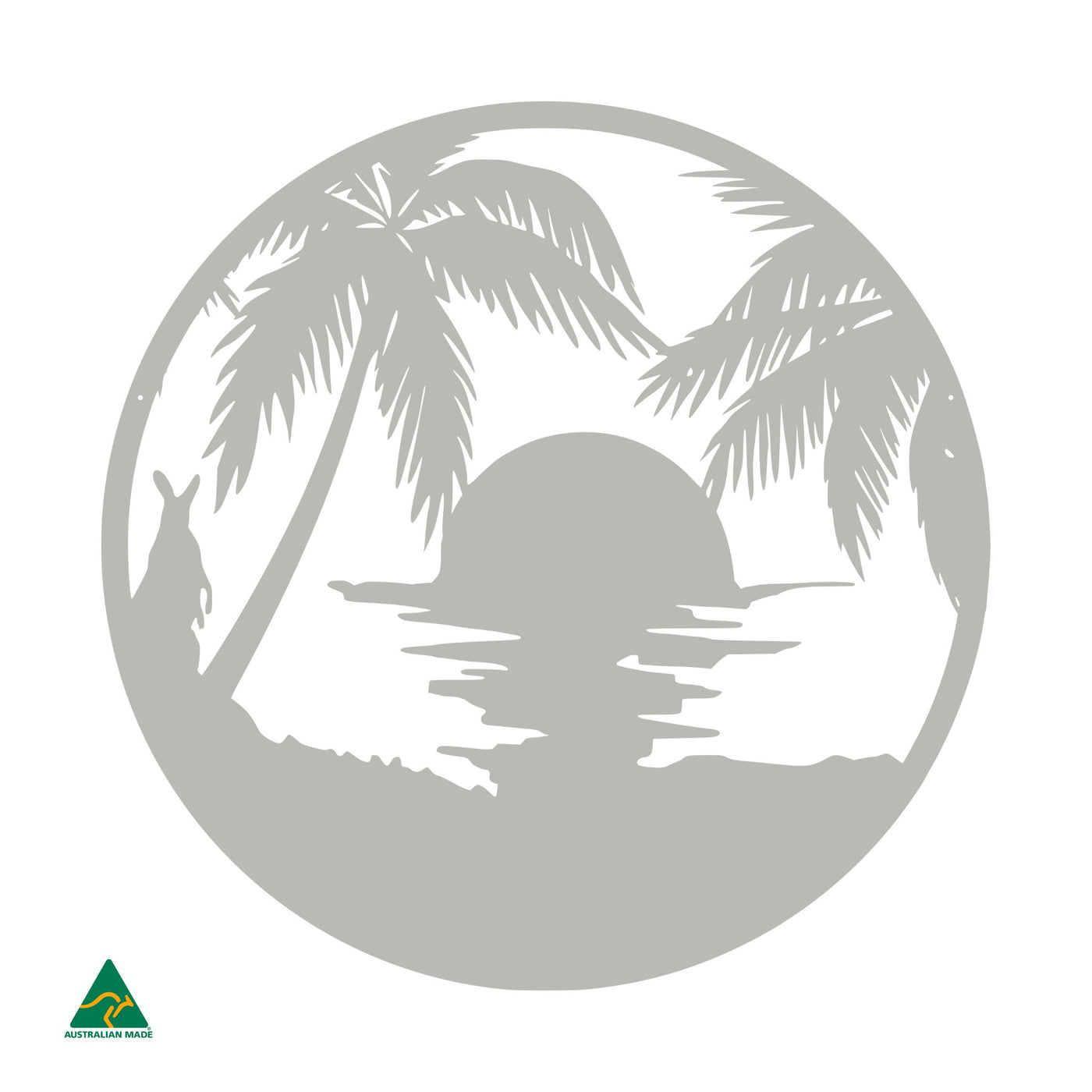 Sunset Beach Round Metal Wall Art | Shale Grey Matt