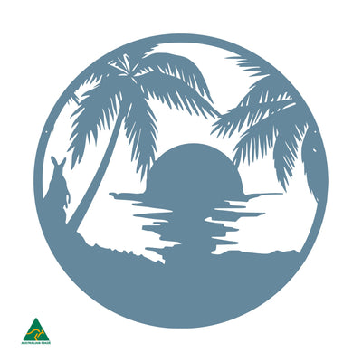 Sunset Beach Round Metal Wall Art | Wedgewood Satin