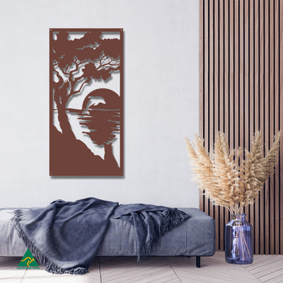 Sunset Serenity Metal Wall Art Staged Image | Rust Patina