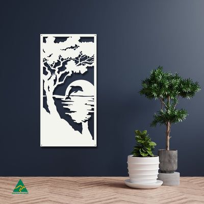 Sunset Serenity Metal Wall Art Staged Image | White Matt