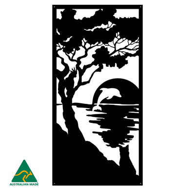 Sunset Serenity Privacy Screen | Black Finish | 60 x 120cm