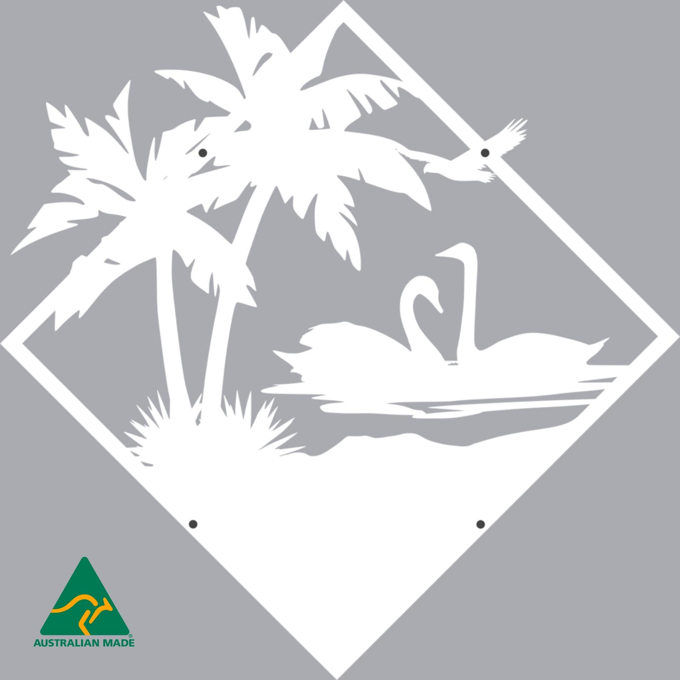 Swimming Swans Metal Wall Art | White Finish