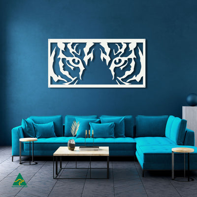 The Big Cat Metal Wall Art Staged Image | White Matt