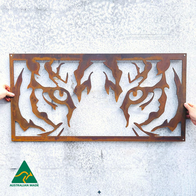 The Big Cat Metal Wall Art | Rust Finish
