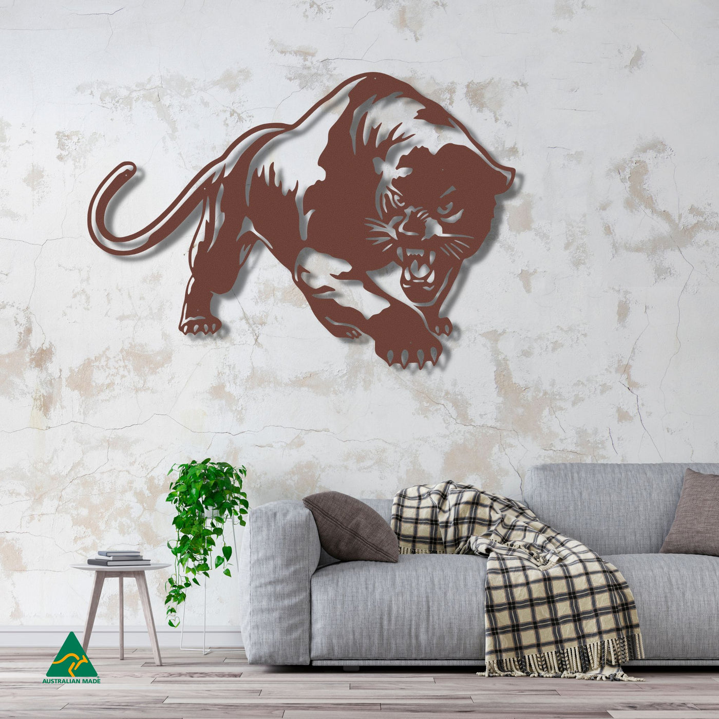 The Black Panther Metal Wall Art Staged Image | Rust Patina