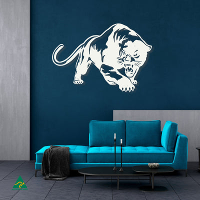 The Black Panther Metal Wall Art Staged Image | White Matt