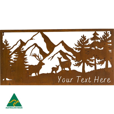 The Great Alpine Metal Wall Art | Personalised Text | Rust Finish | Royal Gardens by Chateau de Glass