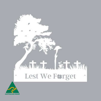 The Hat of an Anzac Metal Wall Art | White Finish